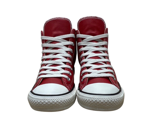 Converse Red Leather Chuck Taylor All Star High-Top Sneakers Unisex Size 7M/9W
