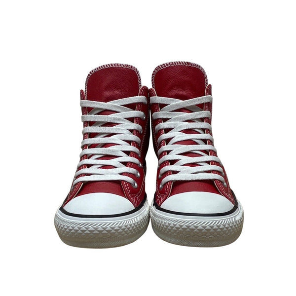 Converse Red Leather Chuck Taylor All Star High-Top Sneakers Unisex Size 7M/9W
