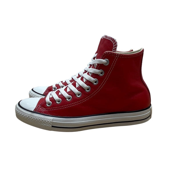 Converse Red Leather Chuck Taylor All Star High-Top Sneakers Unisex Size 7M/9W