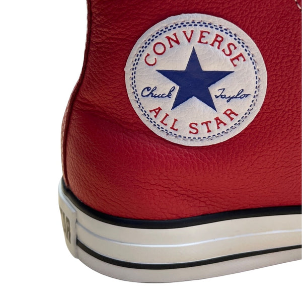 Converse Red Leather Chuck Taylor All Star High-Top Sneakers Unisex Size 7M/9W