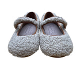 Papanatas Girls Beige Shearling Strap Closure Flat Shoes Size US 7 EU 23- New