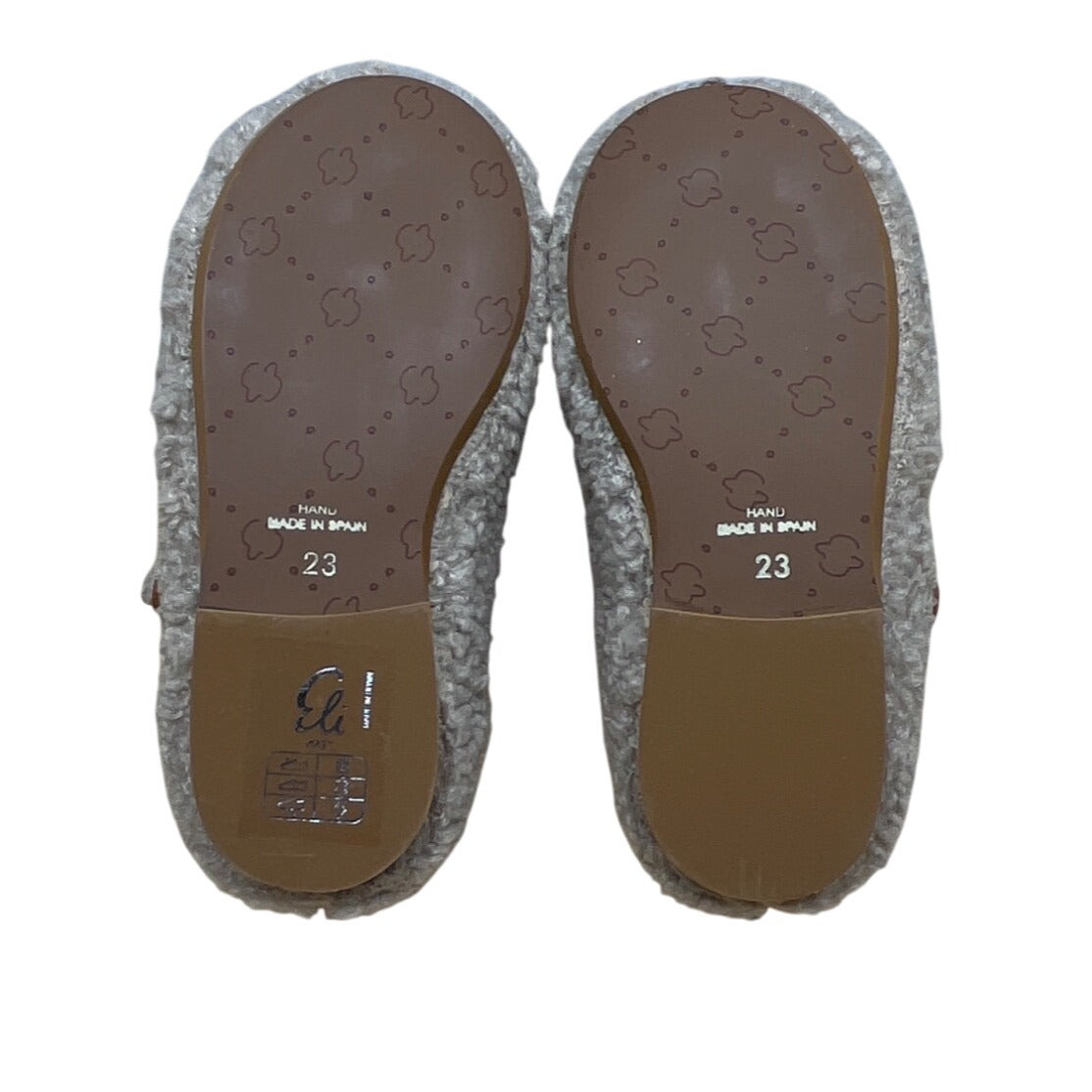 Papanatas Girls Beige Shearling Strap Closure Flat Shoes Size US 7 EU 23- New