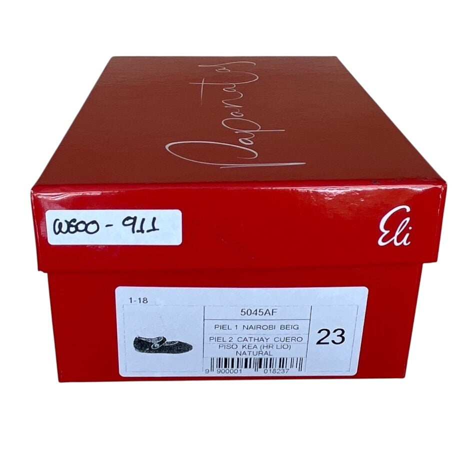 Papanatas Girls Beige Shearling Strap Closure Flat Shoes Size US 7 EU 23- New