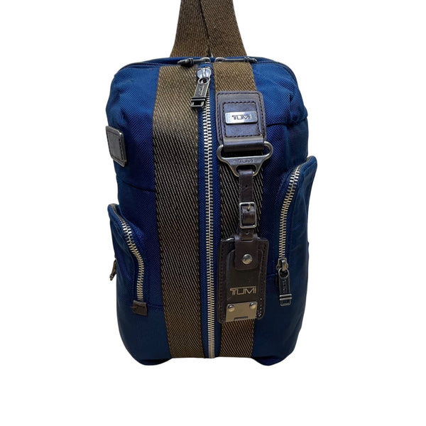 Tumi womens Blue Nylon Adjustable Strap Multiple Pockets Crossbody Sling Bag