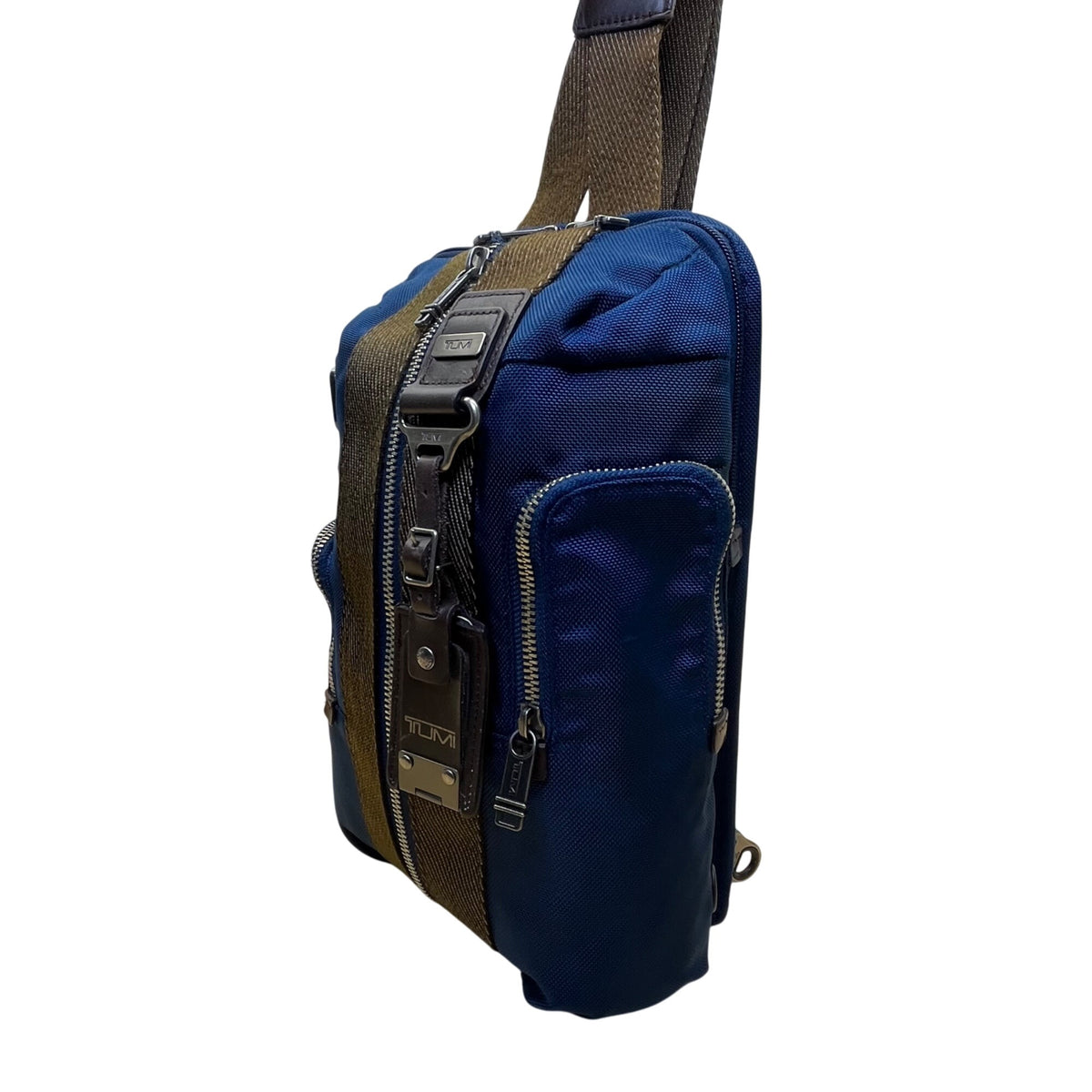 Tumi womens Blue Nylon Adjustable Strap Multiple Pockets Crossbody Sling Bag