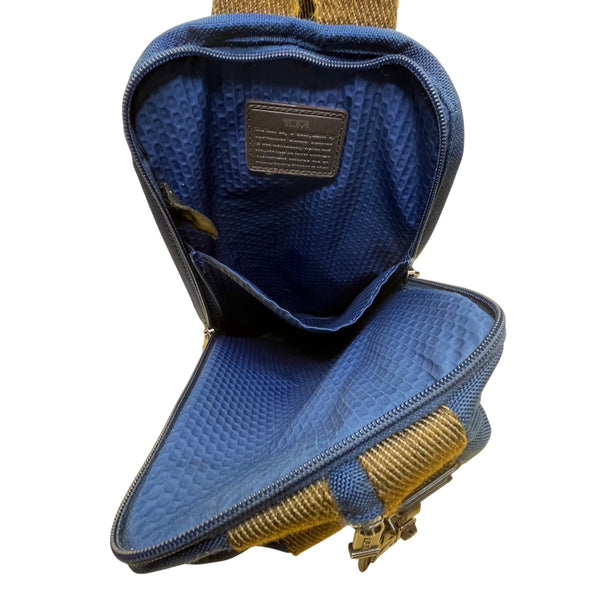 Tumi womens Blue Nylon Adjustable Strap Multiple Pockets Crossbody Sling Bag