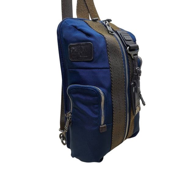 Tumi womens Blue Nylon Adjustable Strap Multiple Pockets Crossbody Sling Bag