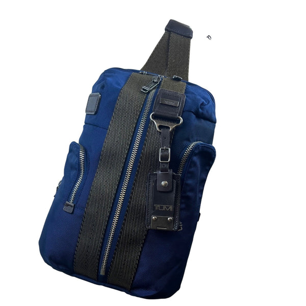 Tumi womens Blue Nylon Adjustable Strap Multiple Pockets Crossbody Sling Bag