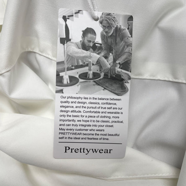Prettywear Women White Satin Long Sleeve Collar Shirt Elegant Classic Sz L - New