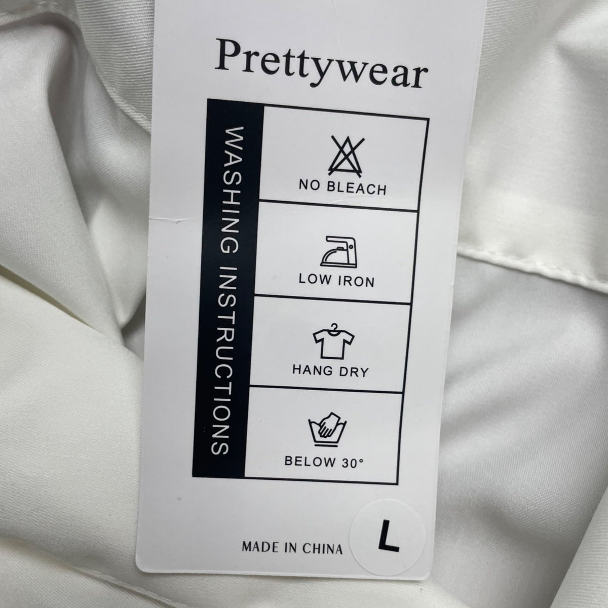 Prettywear Women White Satin Long Sleeve Collar Shirt Elegant Classic Sz L - New