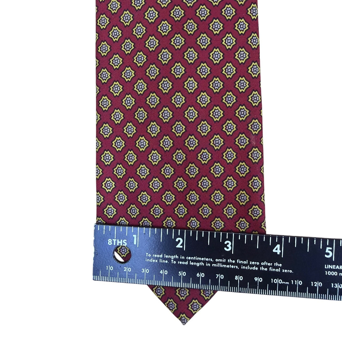 Vintage Brooks Brothers Mens Red Yellow Silk Geometric Pattern Tie