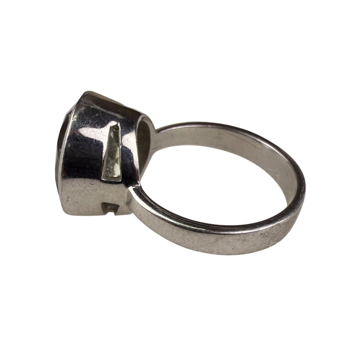 Sterling Silver Womens Green Gemstone Ring Stamped Bold Setting Silver 925 Sz 5