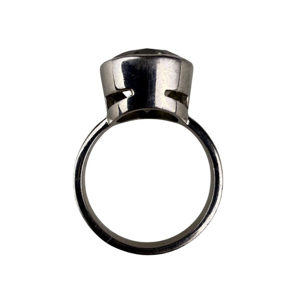 Sterling Silver Womens Green Gemstone Ring Stamped Bold Setting Silver 925 Sz 5