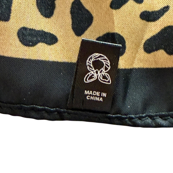 Leopard Print Womens Brown & Black Satin Scarf Animal Pattern Lightweight Wrap