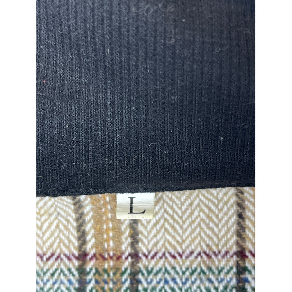 Plaid Pattern Womens Brown & Beige Long Sleeve Quarter-Zip Pullover Fleece Large