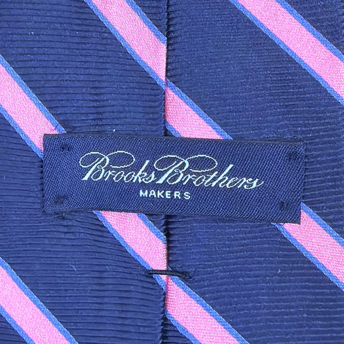 Vintage Brooks Brothers Navy & Pink Silk Striped Necktie Classic Pattern