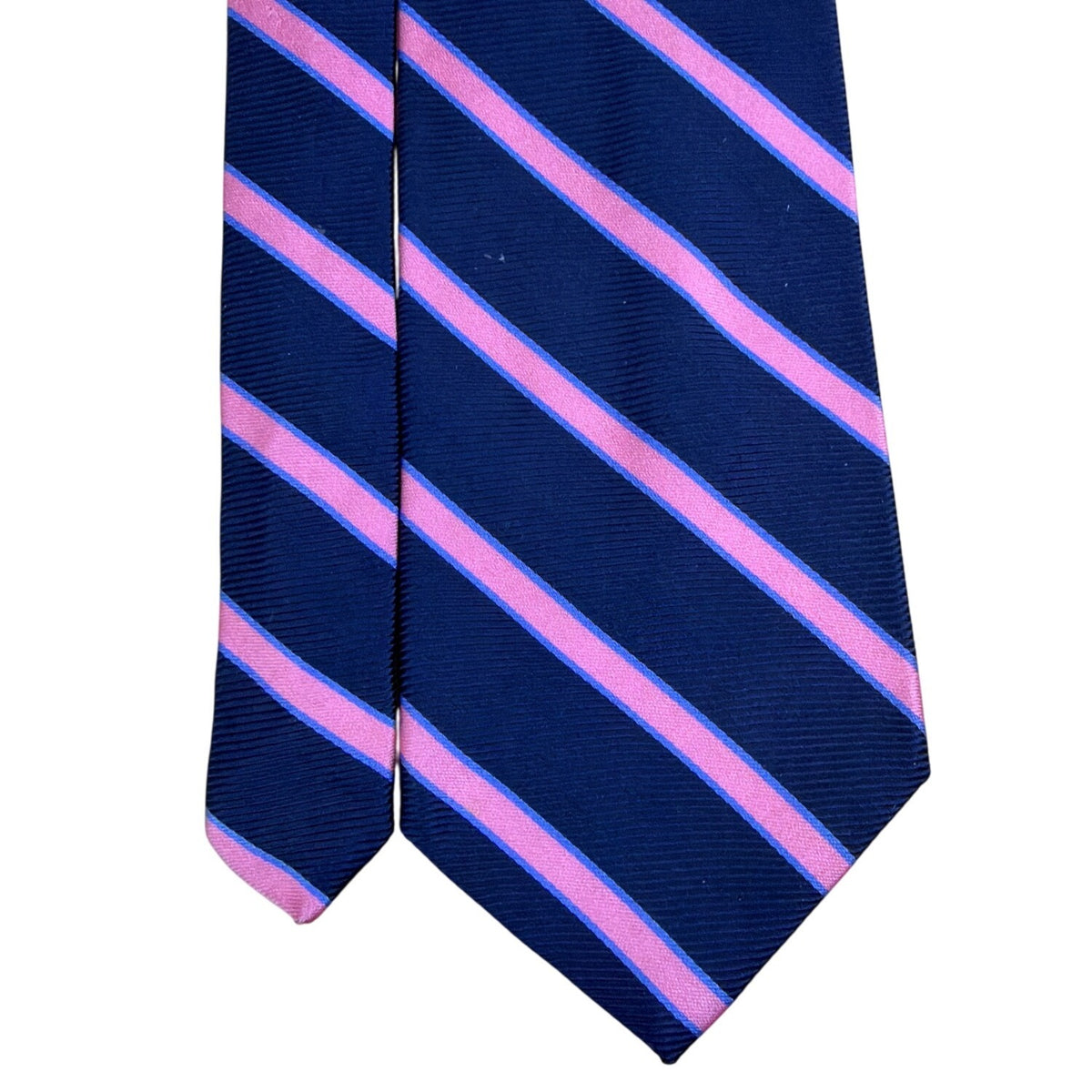 Vintage Brooks Brothers Navy & Pink Silk Striped Necktie Classic Pattern