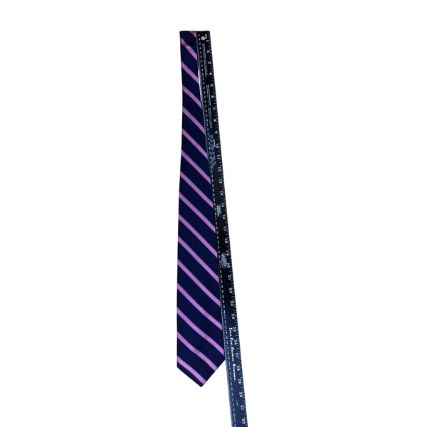 Vintage Brooks Brothers Navy & Pink Silk Striped Necktie Classic Pattern