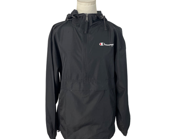 Champion Women’s Black Packable Hooded & Water Resistant Rain Jacket Sz S