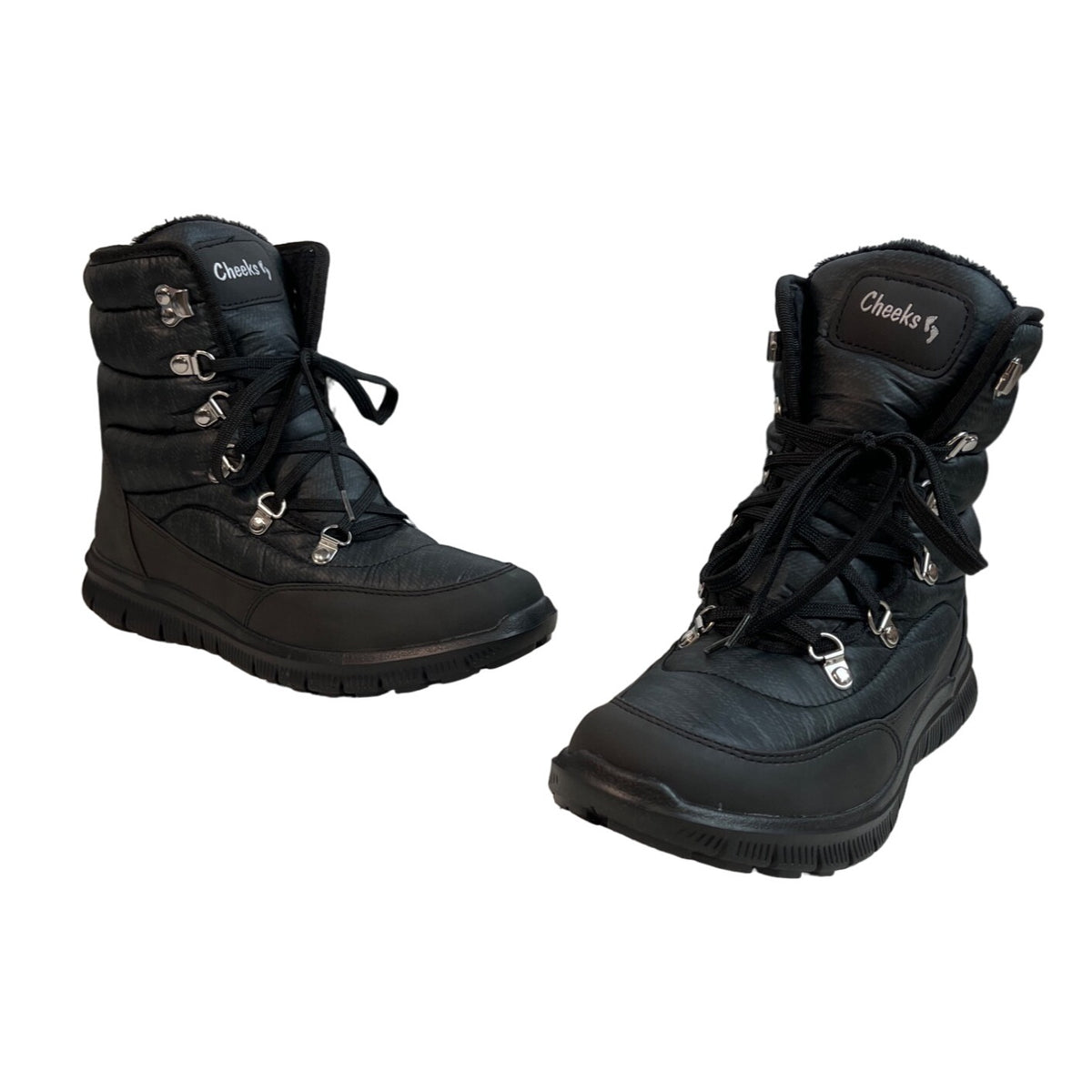 Cheeks Women's Black Quilted Fashion Design Ankle Top Puffer Boots Sz 8M - NWB