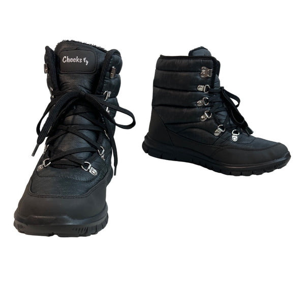 Cheeks Women's Black Quilted Fashion Design Ankle Top Puffer Boots Sz 8M - NWB