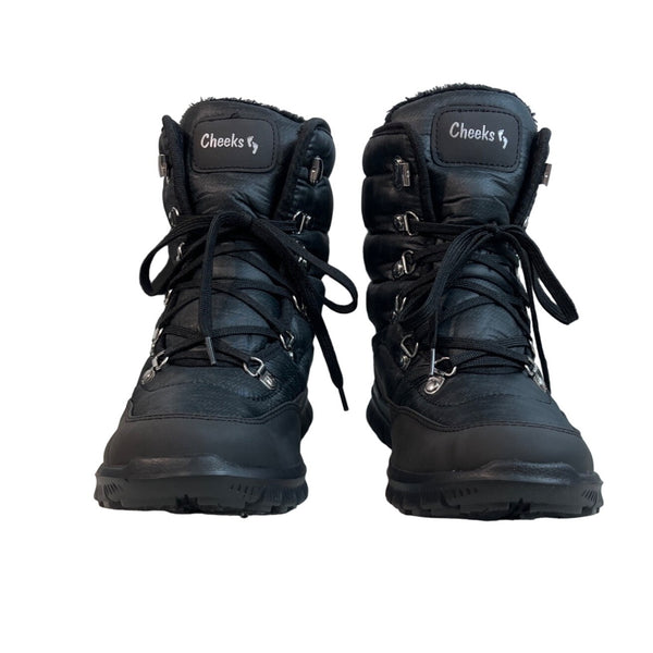 Cheeks Women's Black Quilted Fashion Design Ankle Top Puffer Boots Sz 8M - NWB