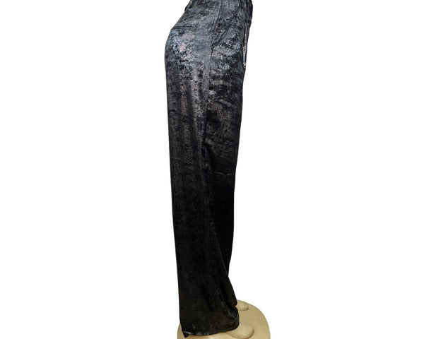 BCBGMAXAZRIA Womens Metallic Black Velvet Trousers Pants Size S