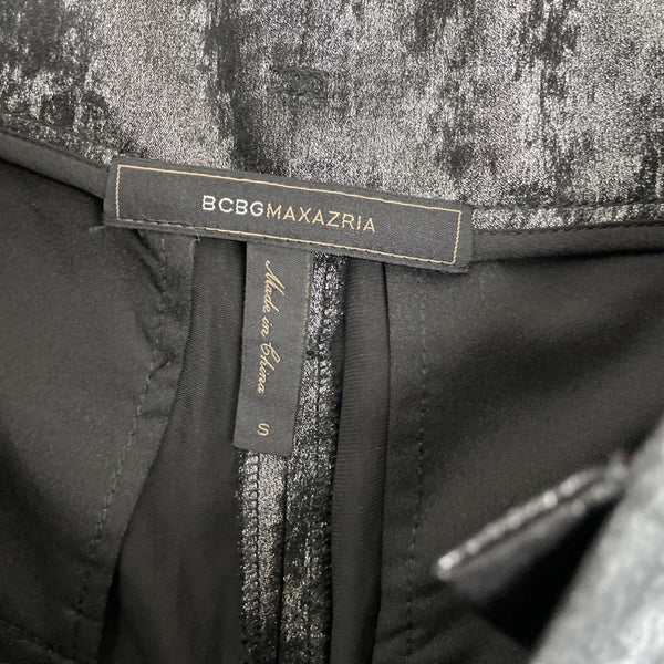 BCBGMAXAZRIA Womens Metallic Black Velvet Trousers Pants Size S