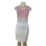 Magaschoni Womens Red/White Gradient Crochet Sleeveless Dress Fitted Size S