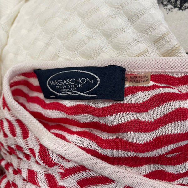 Magaschoni Womens Red/White Gradient Crochet Sleeveless Dress Fitted Size S