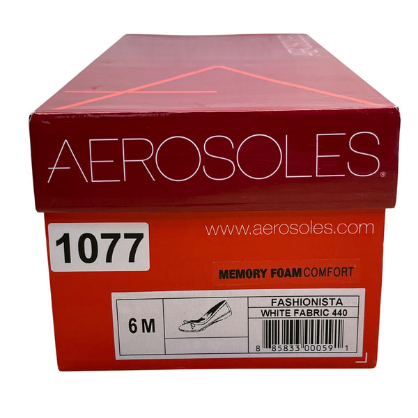 Aerosoles Women’s White Fabric 440 Memory Foam Fashionista Flats 6M - New