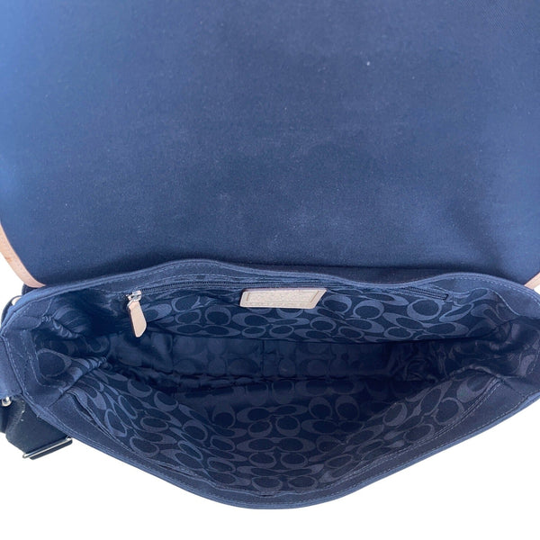 Coach Women’s Black Canvas Adjustable Strap Snap Closure Messenger Bag Size M