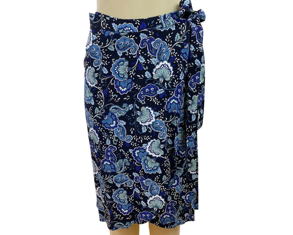 Loft Womens Floral Wrap Skirt Blue & Black Paisley Print Size 0