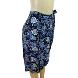 Loft Womens Floral Wrap Skirt Blue & Black Paisley Print Size 0