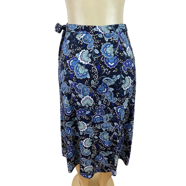 Loft Womens Floral Wrap Skirt Blue & Black Paisley Print Size 0