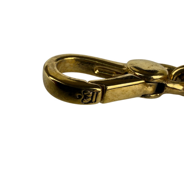 Juicy Couture Womens Gold Tone Dog Charm Keychain White/Beige Enameled