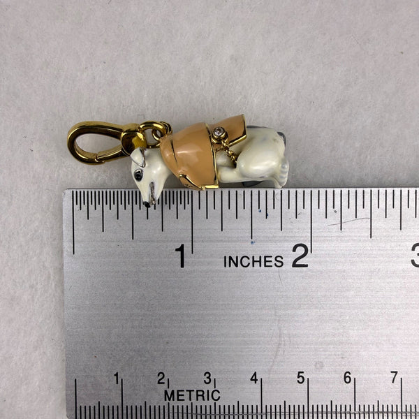 Juicy Couture Womens Gold Tone Dog Charm Keychain White/Beige Enameled