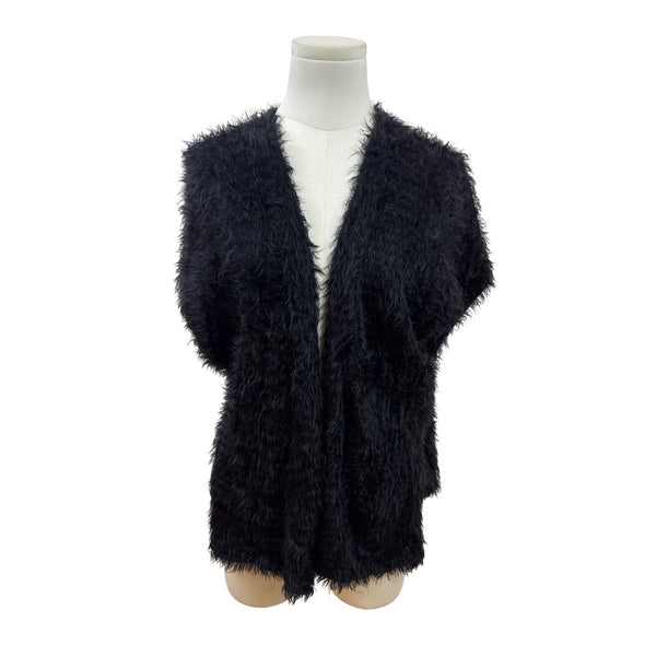 Chicos Black Fuzzy Open Front Ves Womens Knit Layer Size S/M