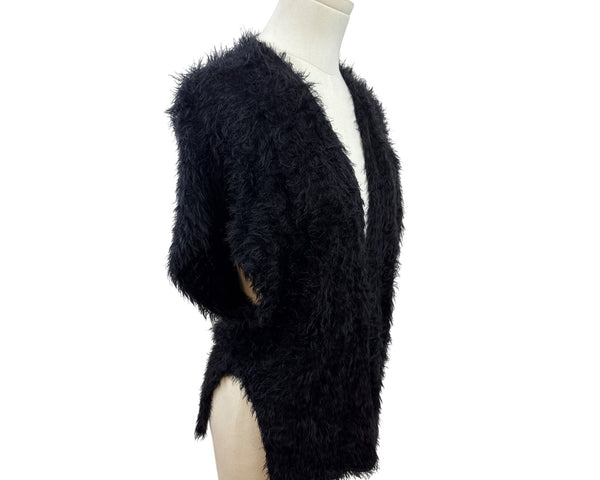 Chicos Black Fuzzy Open Front Ves Womens Knit Layer Size S/M
