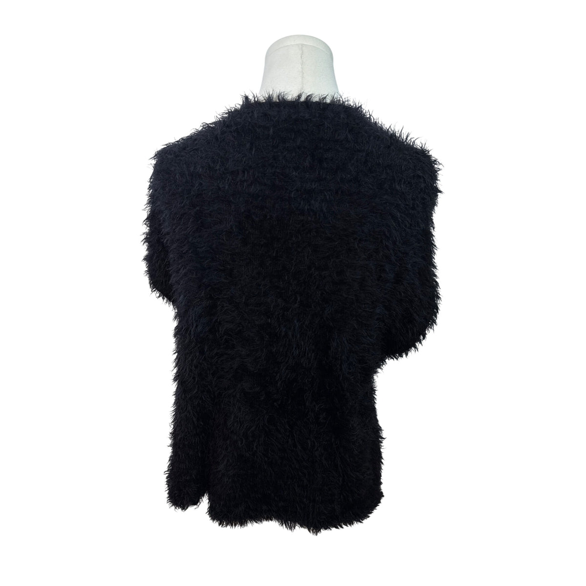 Chicos Black Fuzzy Open Front Ves Womens Knit Layer Size S/M