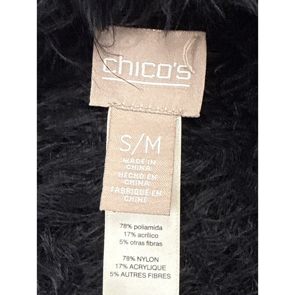 Chicos Black Fuzzy Open Front Ves Womens Knit Layer Size S/M
