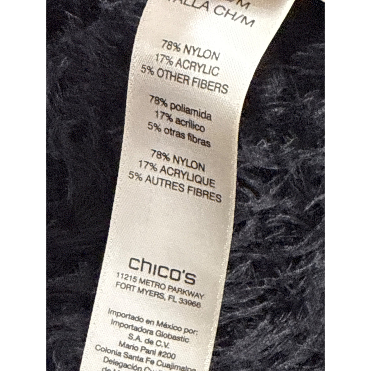 Chicos Black Fuzzy Open Front Ves Womens Knit Layer Size S/M