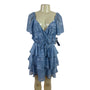 Trixxi Women’s Blue Floral Blouson Mini Dress With Tiered Ruffles Sz L - New