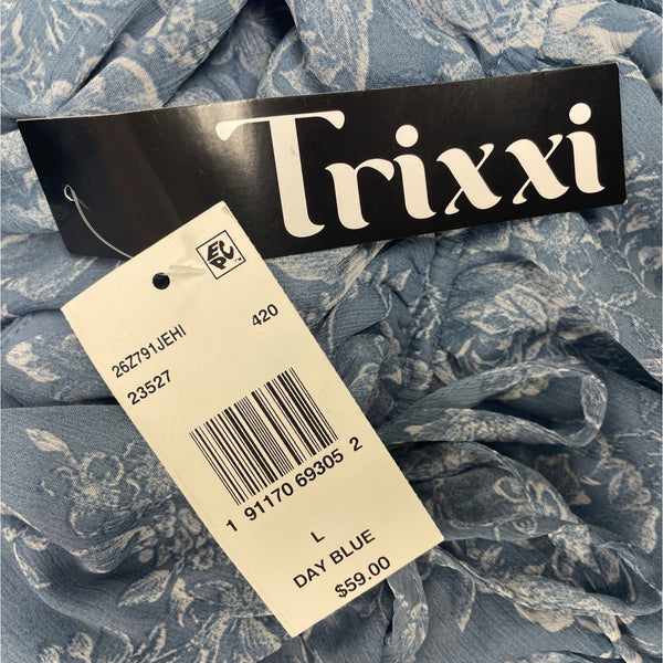 Trixxi Women’s Blue Floral Blouson Mini Dress With Tiered Ruffles Sz L - New