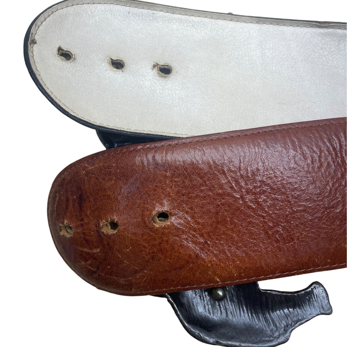 Vintage Tina Rose Brown Leather Belt With Brass Elephant Buckle