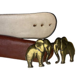Vintage Tina Rose Brown Leather Belt With Brass Elephant Buckle