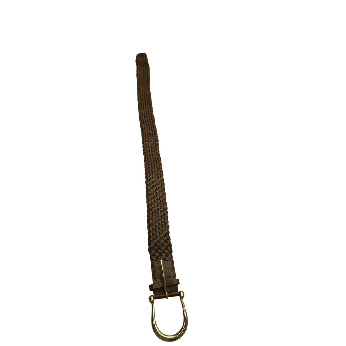 Michael Kors Genuine Leather Braided Belt With Silver Buckle M Brown