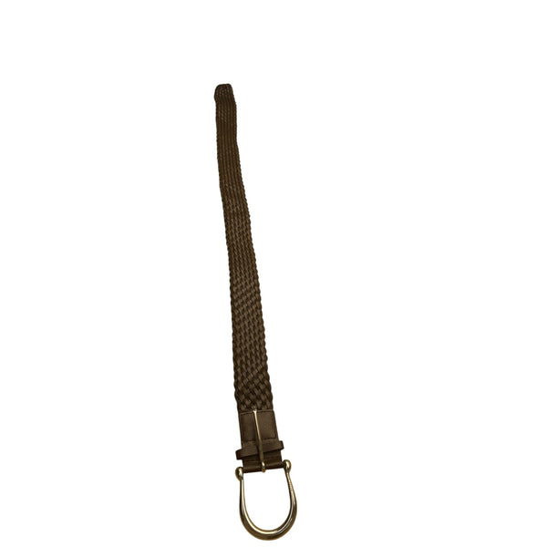 Michael Kors Genuine Leather Braided Belt With Silver Buckle M Brown