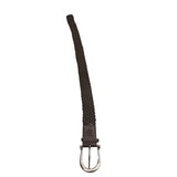 Michael Kors Genuine Leather Braided Belt With Silver Buckle M Brown