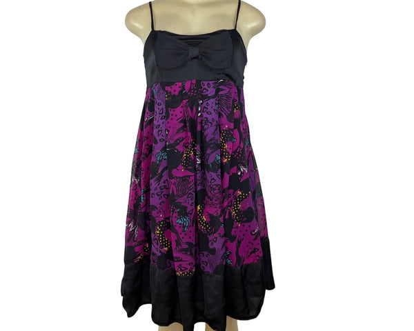 Naguchi Spaghetti Strap Dress Black & Purple Knee Length Dress Size XS/S